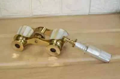 Vintage Brass Opera Glasses Mother of Pearl & Handle Brass Fittings France Gift - Image 1 of 4