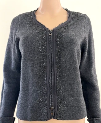 Женский серый кардиган/куртка MARTIN+OSA шерстяная смесь на молнии спереди размер большой - Изображение 1 из 4