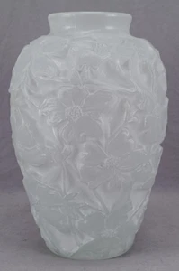 Vintage Phoenix Consolidated Wild Rose Frosted Glass 10 5/8 Inch Vase - Picture 1 of 11