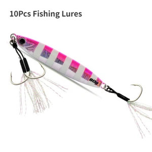 10x Mini Eau de Mer Pêche Leurre 45g-100g Vertical à Jigger Thon, Saumon, Mérou - Photo 1/12