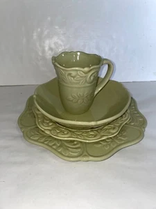 Isabella Salbeigrün JCPenney Service für 4 Home Collection geprägte Blätter 16 Teile - Bild 1 von 10
