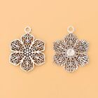 20 X Tibetan Silver Filigree Flower Charms Pendants For Jewelry Earrings Making