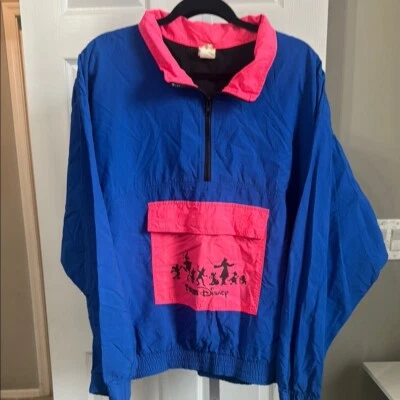 Vintage Pink&Blue Team Disney Characters Windbreaker Sweater Quarter Zip Size M - Image 1 of 4