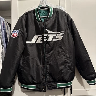 Men’s STARTER New York Jets REVERSIBLE Varsity Collegiate Snap Jacket Sz L - Image 1 of 4