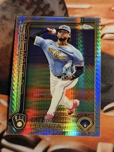 2025 Topps Chrome - Freddy Peralta #95 Geometric Refractor Fresh Pull NM+ - Picture 1 of 2