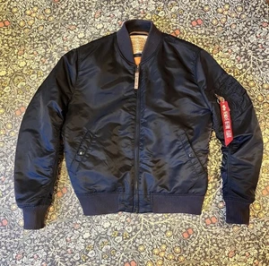 Alpha Industries MA-1 Heritage flyer’s bomber jacket Navy short waist mens L - Picture 1 of 18