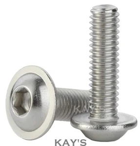 M4 M5 M6 M8 Flanged Button Head Screws Allen Key Socket Bolts A2 Stainless Steel - Picture 1 of 9