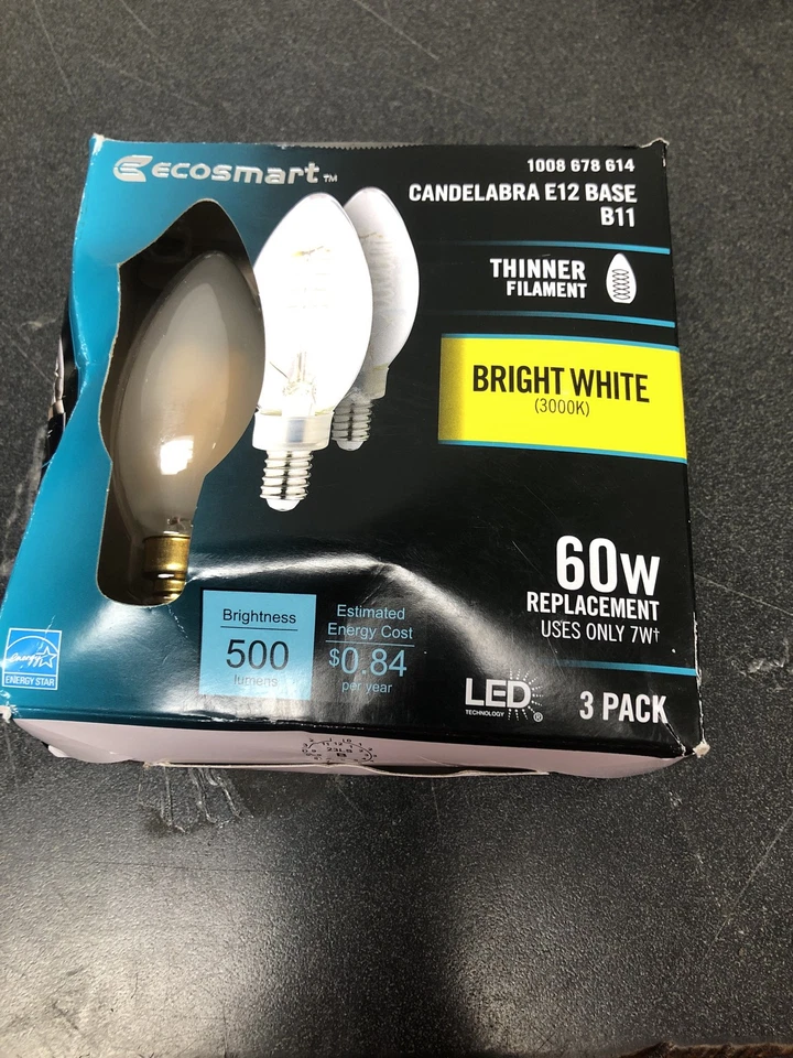 Ecosmart Bombilla LED Regulable Vintage Edison, Blanco Brillante, 60W Equivalente, E Foto 1 de 1