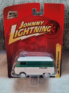 Johnny Lightning 1965 VW Transporter White & Green "Polizei" Carded New 1/64 - Picture 1 of 4