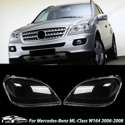 For Mercedes Benz W164 ML ML350 2006-2008 Pair Clear Headlight Lens Covers Shell Foto 1 de 4