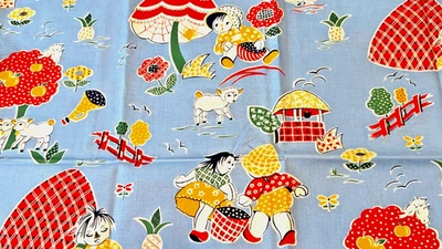 Robert Kaufman Cotton Reproductions Fabric Happy  Days Nursery rhyme 1/2 Yard - Image 1 of 2