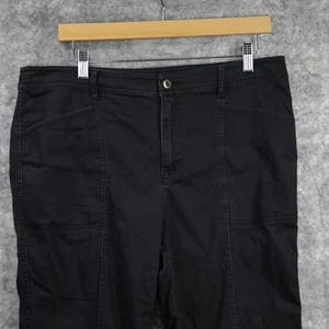 Orvis Pants Women 14 Black Cotton Stretch Utility Tapered Ankle Button Pockets - Picture 1 of 8