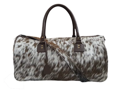 Unisex Genuine Hair-On Cowhide Leather Duffle Bag Handmade Travel Unique Bag - Image 1 of 4