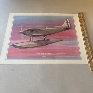VTG Jerome Biederman Aviation Print: 1931 Supermarine Racer England Seaplane - Picture 1 of 7