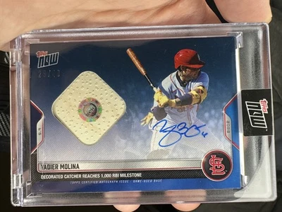 2022  Topps Now 141B Yadier Molina Base Relic Autograph Blue /49 - 1000th RBI - Image 1 of 2