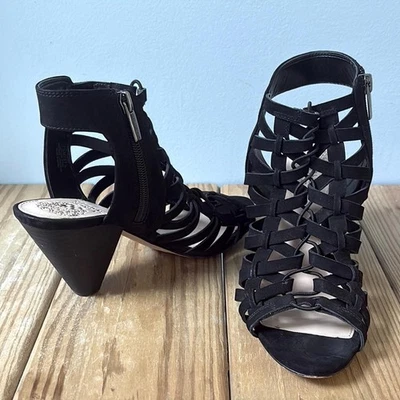 Женские черные кожаные сандалии на каблуке Vince Camuto Elishan размер 7,5 М! - Изображение 1 из 4