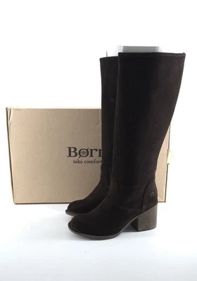 Born Thea Knee-High Stacked Heel Boot Espresso Suede Size 7.5 - Image 1 of 4