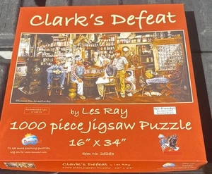 RARE Clark's Defeat Checkers Les Ray 1000 pc 16X34 Puzzle SunsOut ๐บ๐ธ Vintage - Picture 1 of 2