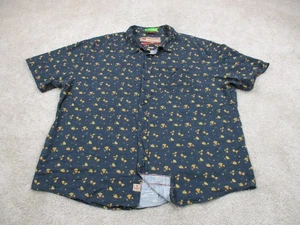Iron & Resin Shirt Mens 2XL XXL Blue Floral Print Short Sleeve Casual Button Up - Picture 1 of 12
