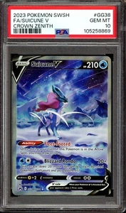 PSA 10 GEM MINT Suicune V GG38/GG70 Crown Zenith ALT ART 2023 Pokemon - Picture 1 of 3