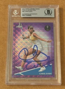 CHRIS EVERT SIGNED 2024 TOPPS CHROME 25/199 BECKETT BAS AUTHENTIC TENNIS - Picture 1 of 2