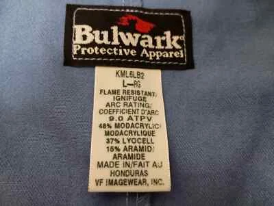 Bulwark FR Concealed Snap-Front Lab Coat Flame Resistant Blue NEW - Image 1 of 4