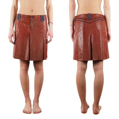 Dolce & Gabbana винтажный женщин коричневый Pelle кожи плиссированные юбки размер 26 / 40 - Изображение 1 из 4