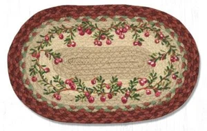 2 Braided Jute Oval Placemat/Trivet/Swatch. CRANBERRIES. Earth Rugs.10" x 15" - Picture 1 of 1