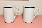 DANSK BISTRO Coffee Mugs Set Of 2 Cups White with Green Band EUC