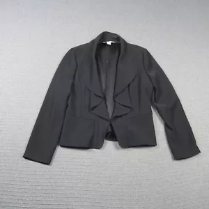 Joseph Ribkoff Womens Blazer Jacket 10(AU) Small Black Ruffle Open Front Formal - Picture 1 of 9