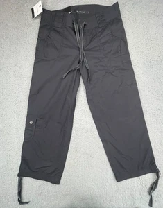 Calvin Klein Jeans Cargo Pants Womens Size 4 Black Trendy Drawstring New w/ Tag - Picture 1 of 16