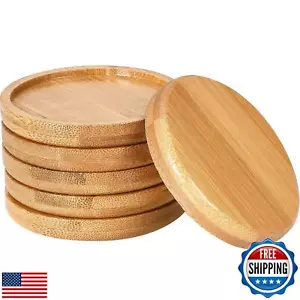 Frienda Trays 2.5 Inch Bamboo Round Plant Saucer for Most Plant Pot Flower Sa - Picture 1 of 5