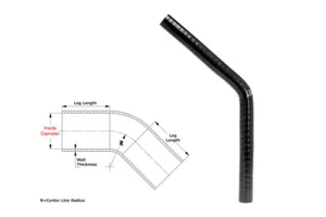 Manguera acoplador de codo de silicona de 45 grados" de 10"" pierna, HPS 5/16"" (8 mm) 4 capas NEGRA - Imagen 1 de 1