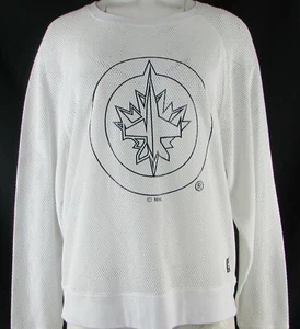 DKNY Sport Winnipeg Jets NHL Women's White Net Long Sleeve Shirt - Picture 1 of 4