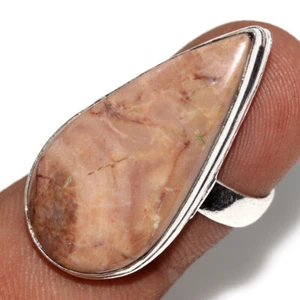 925 Silver Plated Butterfly Jasper Ethnic Ring Handmade Jewelry Size US 6 AU M32 - Imagen 1 de 3