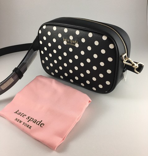 BORSA A TRACOLLA KATE SPADE NEW YORK NERA INFINITE LADY DOMINO DOT FOTOCAMERA NUOVA CON ETICHETTE