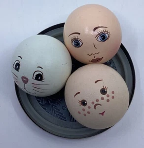 Lot of 3 Darcie Wooden Craft Doll Heads Doll Making New Child Women Cat Face - Picture 1 of 6