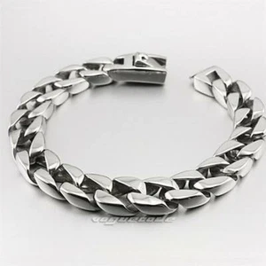 Pulsera Punk Motociclista Cadena Eslabón Cubano Hecha a Mano Acero Inoxidable 5C010B - Imagen 1 de 18