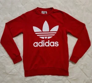Adidas Trefoil Sweatshirt Youth XL Red Graphic Crew Neck Long Sleeve Pullover - Picture 1 of 11