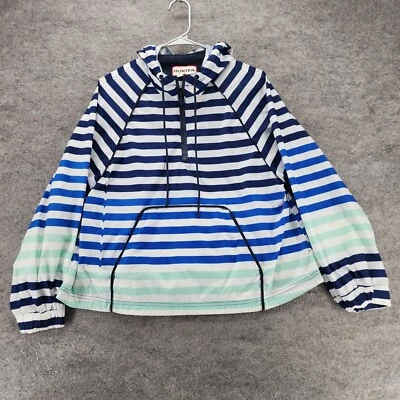 Chaqueta de lluvia Hunter Target para mujer mediana 1/4 cremallera azul a rayas Foto 1 de 4