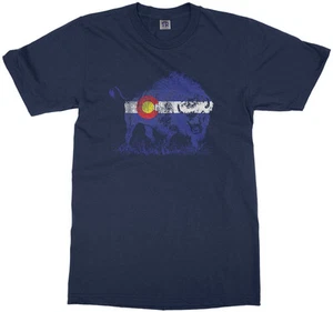 Buffalo Colorado Flag Youth T-Shirt Denver State Animal Pride - Picture 1 of 13