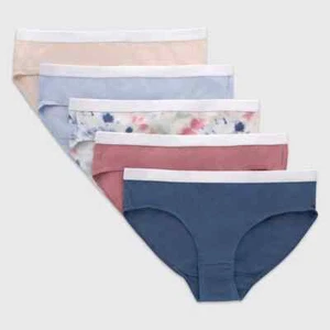 Hanes Originals Girls' Tween Underwear Hipster, Fashion Assorted, 5-Pack size 26 - Picture 1 of 4