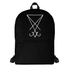 White Sigil of Lucifer Symbol The Seal of Satan Backpack School Bag - Picture 1 of 5