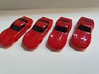 TYCO CORVETTES UNPAINTED RED LOT OF 4 HO SLOT CAR BRAND NEW.NICE 