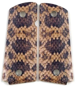 Rattlesnake Rattler Snake Skin Custom Compact Officer 1911 Grips - Picture 1 of 2