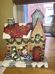 Metal House, With Glass Votives. Winter Holiday Theme. - Picture 1 of 8