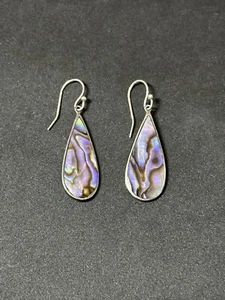 Orecchini vintage argento 925 viola e blu abalone a goccia firmati ATI 1,7" 3,6g - Foto 1 di 23