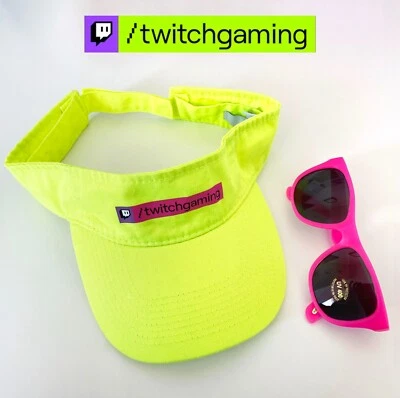 Sombrero visera verde Twitch LOGO, gafas de sol rosas, caída de merchandising de verano 2021 Foto 1 de 4