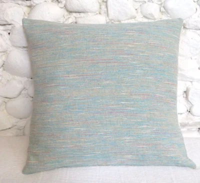 Cushion Cover, Turquoise, White, Beige, Purple, Woven Cotton, "Fistral". - Image 1 of 4