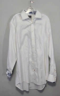 Camisa social masculina branca TD Thomas Dean punho flip botão manga longa XXL - Imagem 1 de 4